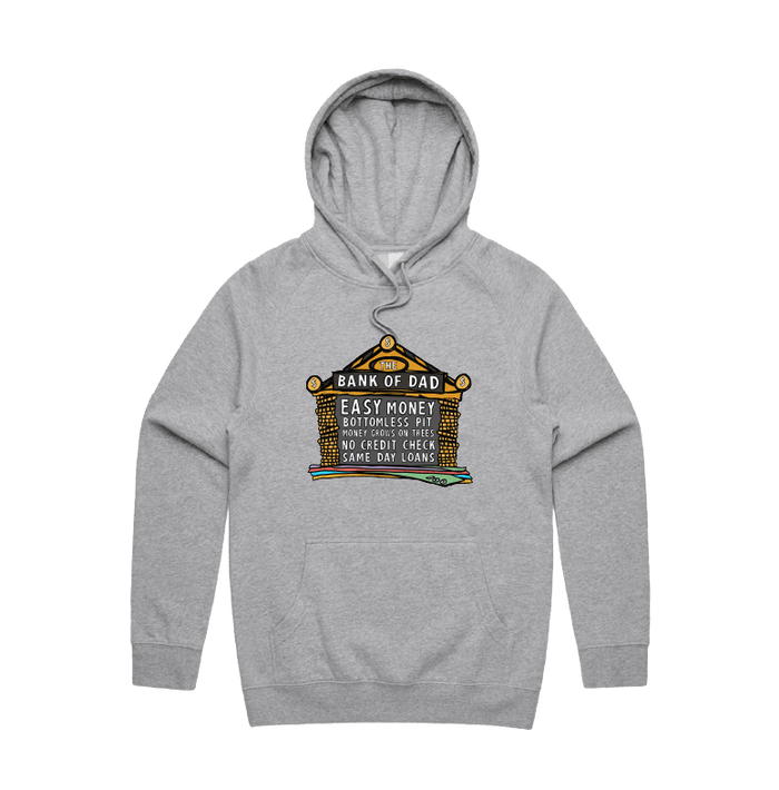 S / Grey / Large Front Design Bank of Dad 💰 - Unisex Hoodie