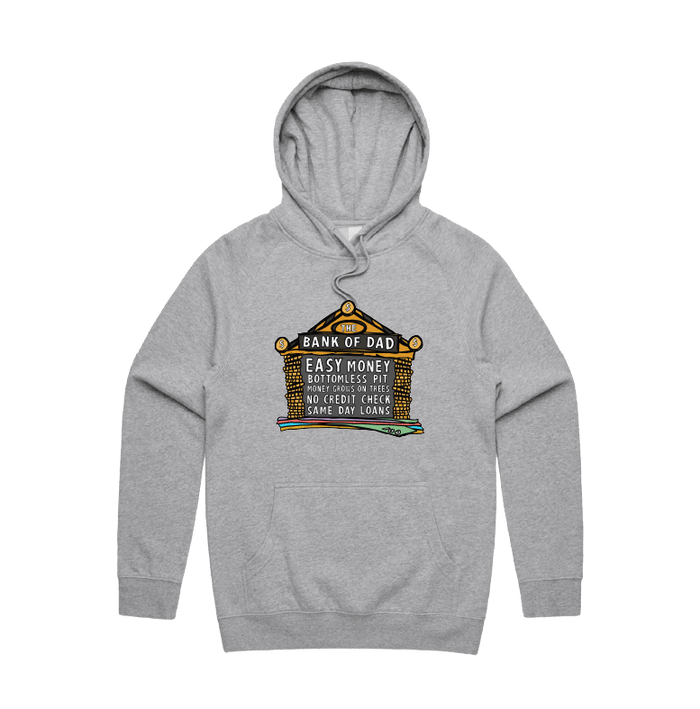 S / Grey / Large Front Design Bank of Dad 💰 - Unisex Hoodie