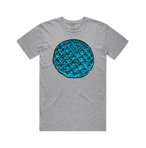 S / Grey / Large Front Design Blue Waffle 🧇🤮 - Men's T Shirt