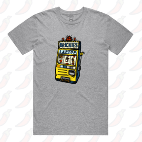 S / Grey / Large Front Design Brickie’s Laptop 🎰 - Men's T Shirt