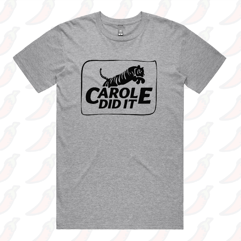 S / Grey / Large Front Design Carole Did It 🥩 - Men's T Shirt
