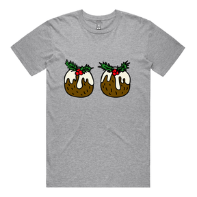 S / Grey / Large Front Design Christmas Puddings 🌰🌰 – Men's T Shirt