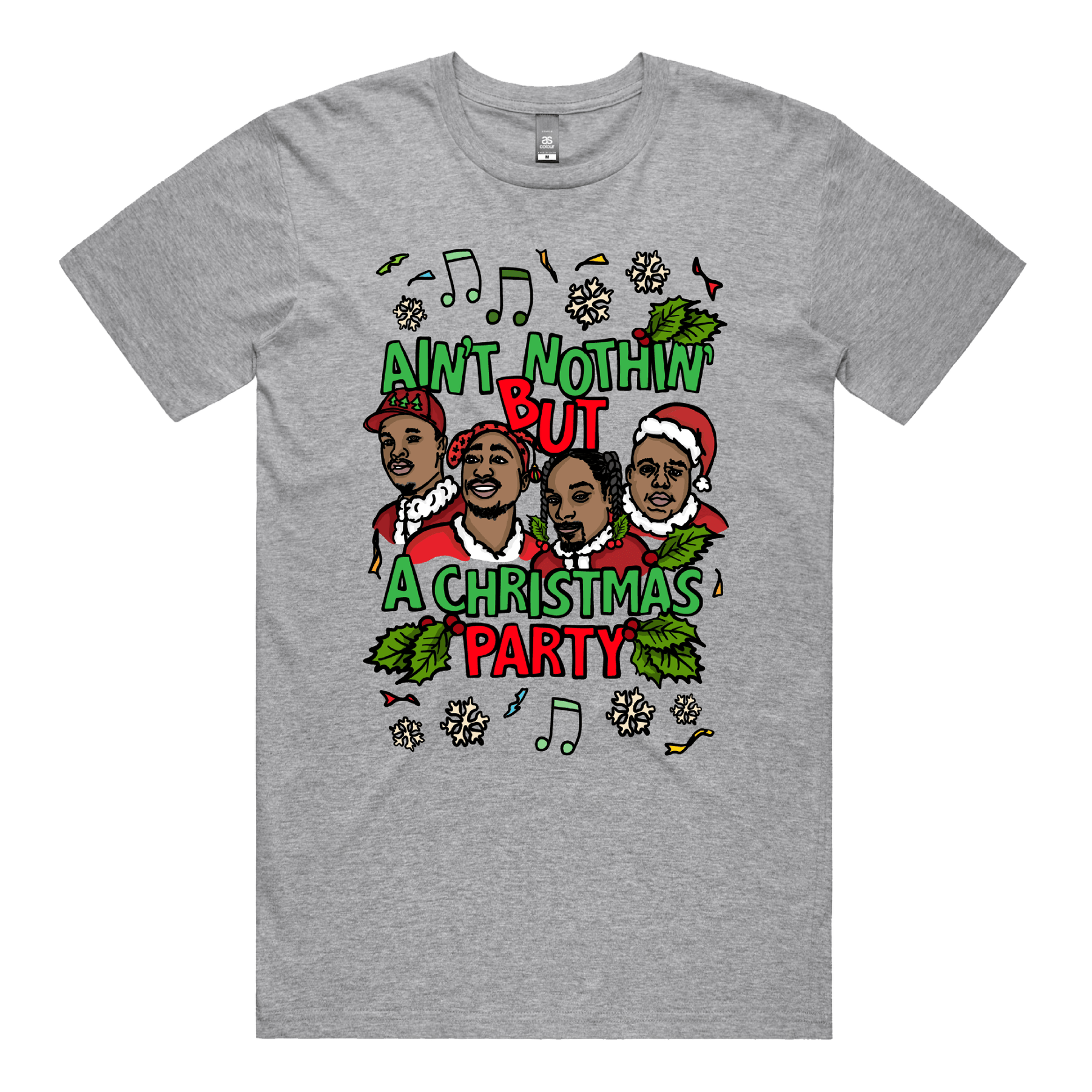 S / Grey / Large Front Design Christmas Rapping 🎵🎁 – Men's T Shirt
