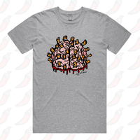 S / Grey / Large Front Design Ciggy Butt-Brain 🚬🧠 - Men's T Shirt