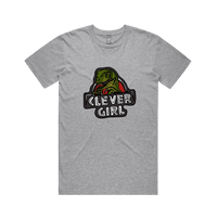 S / Grey / Large Front Design Clever Girl 🦖 - Men's T Shirt