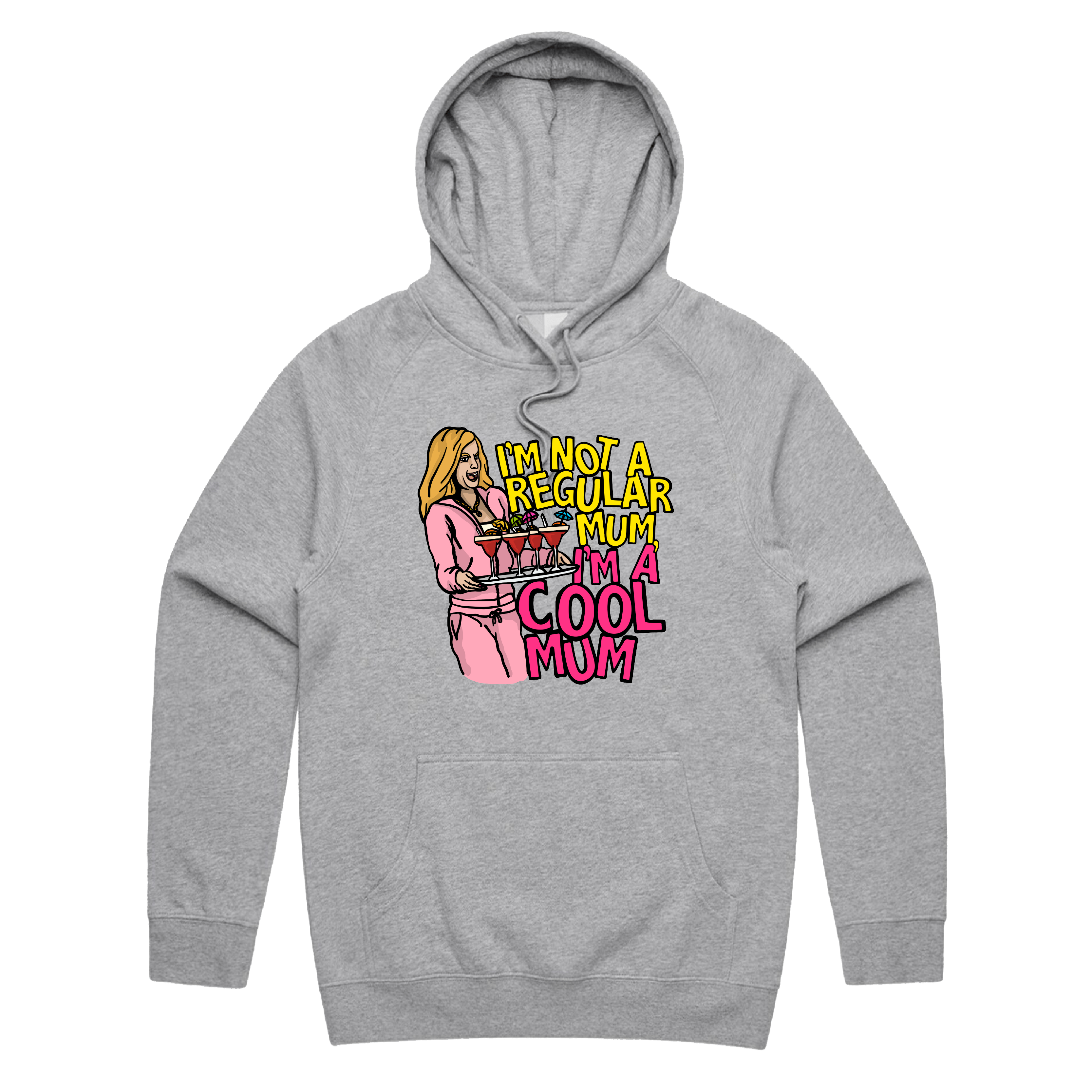 S / Grey / Large Front Design Cool Mum 😎🍸 - Unisex Hoodie