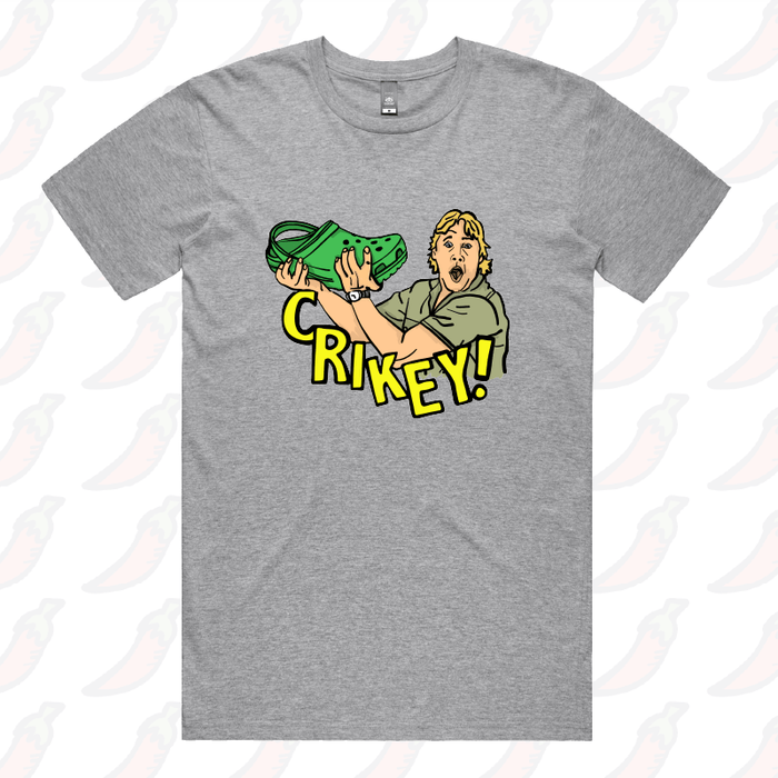 S / Grey / Large Front Design Crikey! Croc Hunter 🐊 - Men's T Shirt
