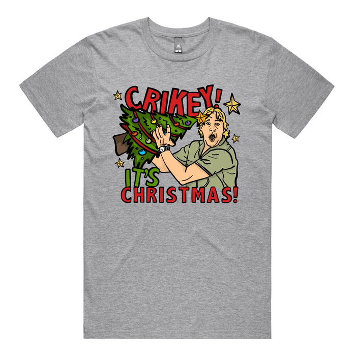 S / Grey / Large Front Design Crikey It’s Christmas 🐊🎄 - Men's T Shirt