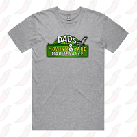 S / Grey / Large Front Design Dad’s Mowing Company 👍 – Men's T Shirt