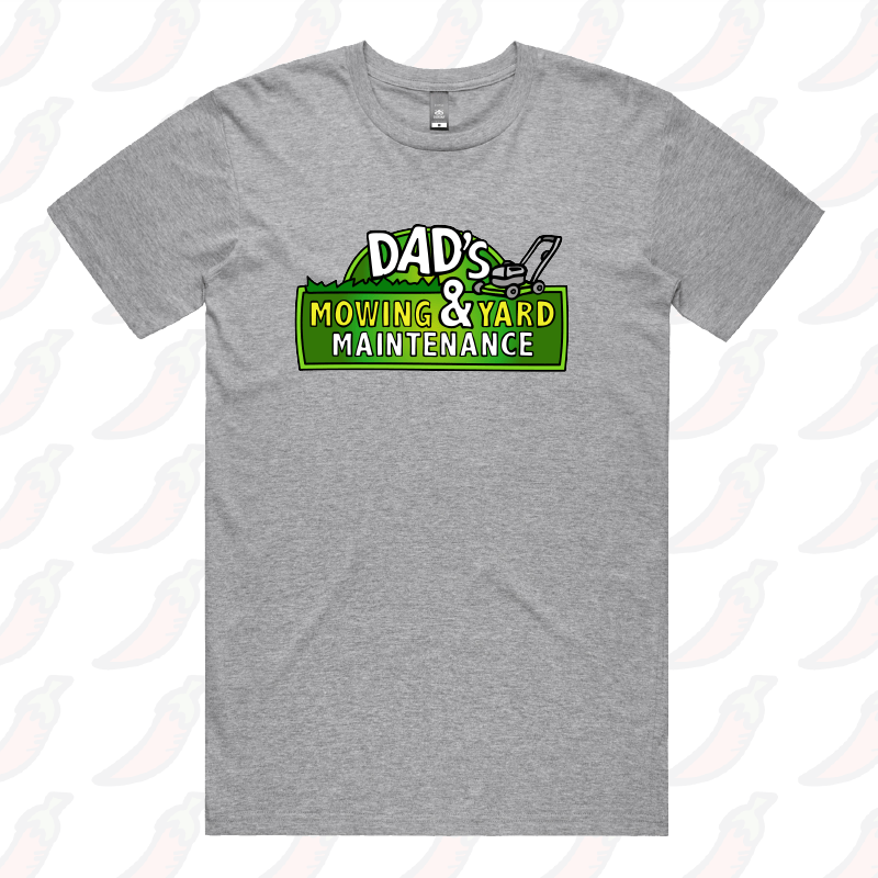 S / Grey / Large Front Design Dad’s Mowing Company 👍 – Men's T Shirt