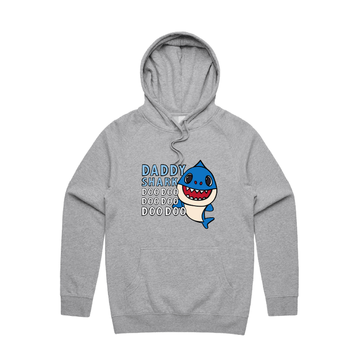 S / Grey / Large Front Design Daddy Shark 🦈 - Unisex Hoodie