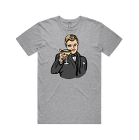 S / Grey / Large Front Design DiCaprio Gatsby Cheers 🍸 - Men's T Shirt
