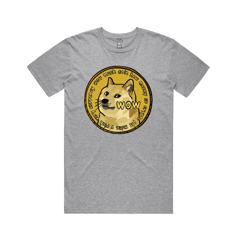 S / Grey / Large Front Design Dogecoin 🚀 - Men's T Shirt