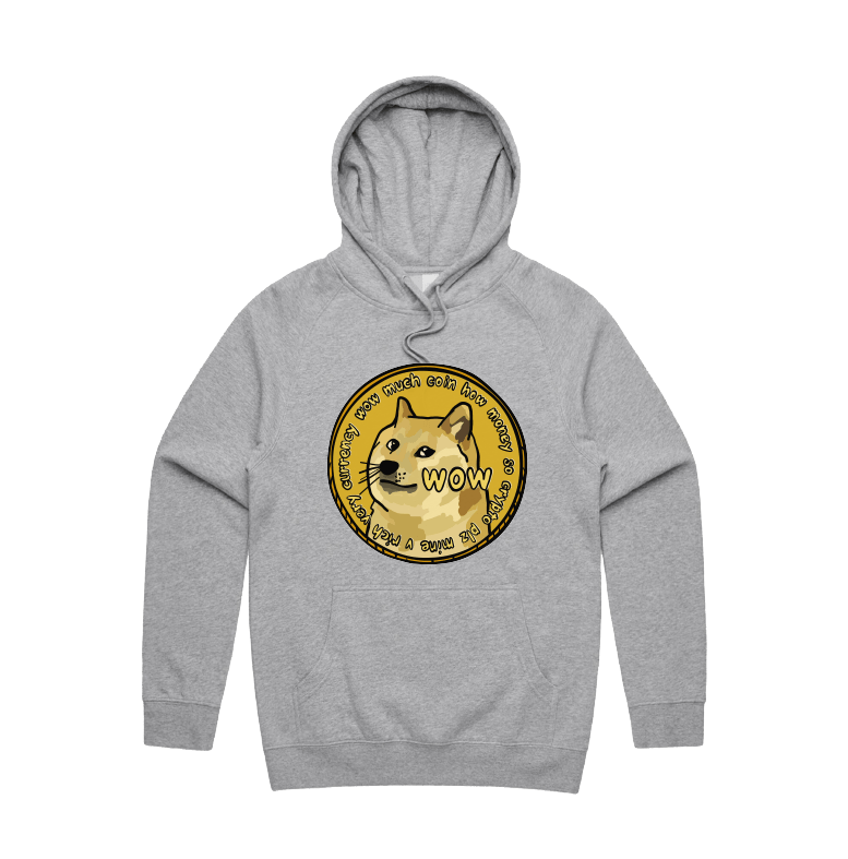 S / Grey / Large Front Design Dogecoin 🚀 - Unisex Hoodie