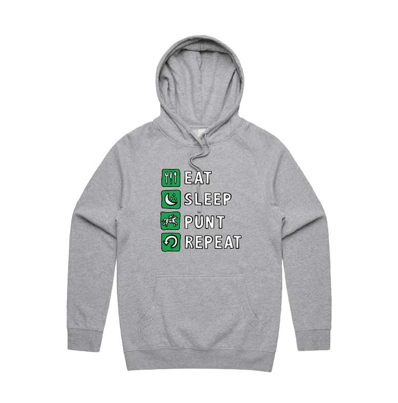 S / Grey / Large Front Design Eat Sleep Punt Repeat 🏇 - Unisex Hoodie