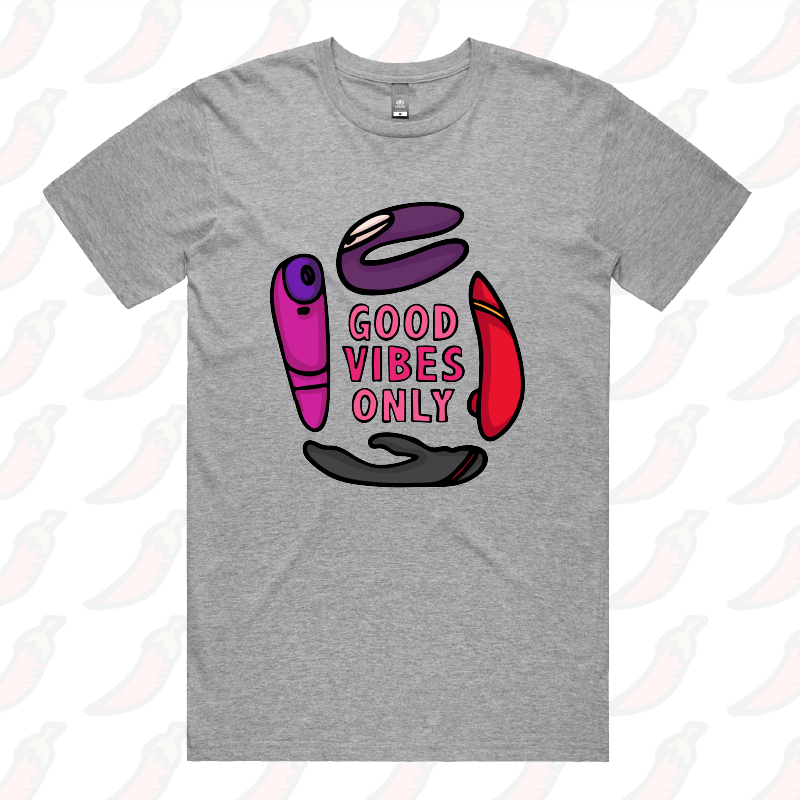 S / Grey / Large Front Design Good Vibes Only 🍡 – Men's T Shirt