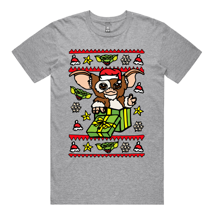 S / Grey / Large Front Design Gremlins Christmas 😈🎁 – Men's T Shirt