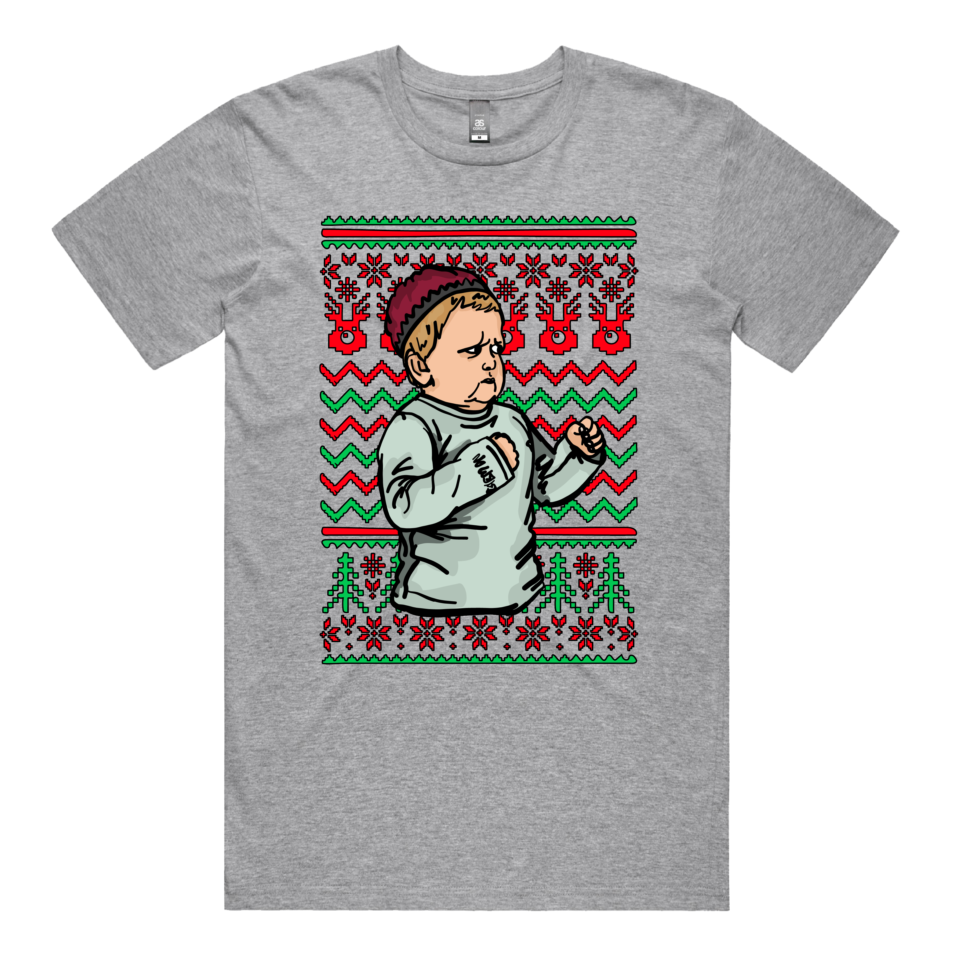 S / Grey / Large Front Design Hasbulla Christmas 🥊🎄 – Men's T Shirt