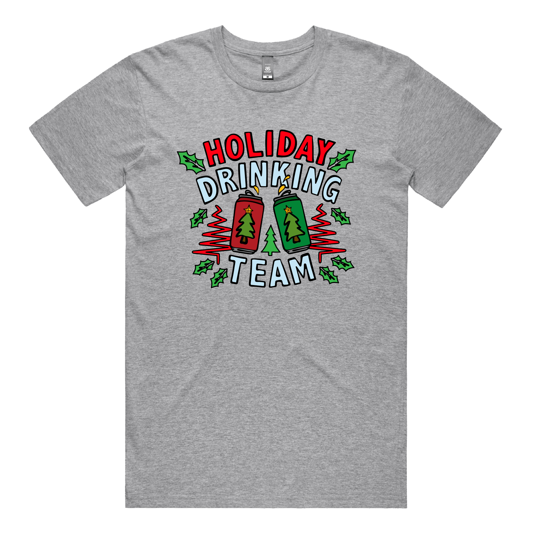 S / Grey / Large Front Design Holiday Drinking Team 🍻🎄 – Men's T Shirt
