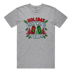 S / Grey / Large Front Design Holiday Drinking Team 🍻🎄 – Men's T Shirt