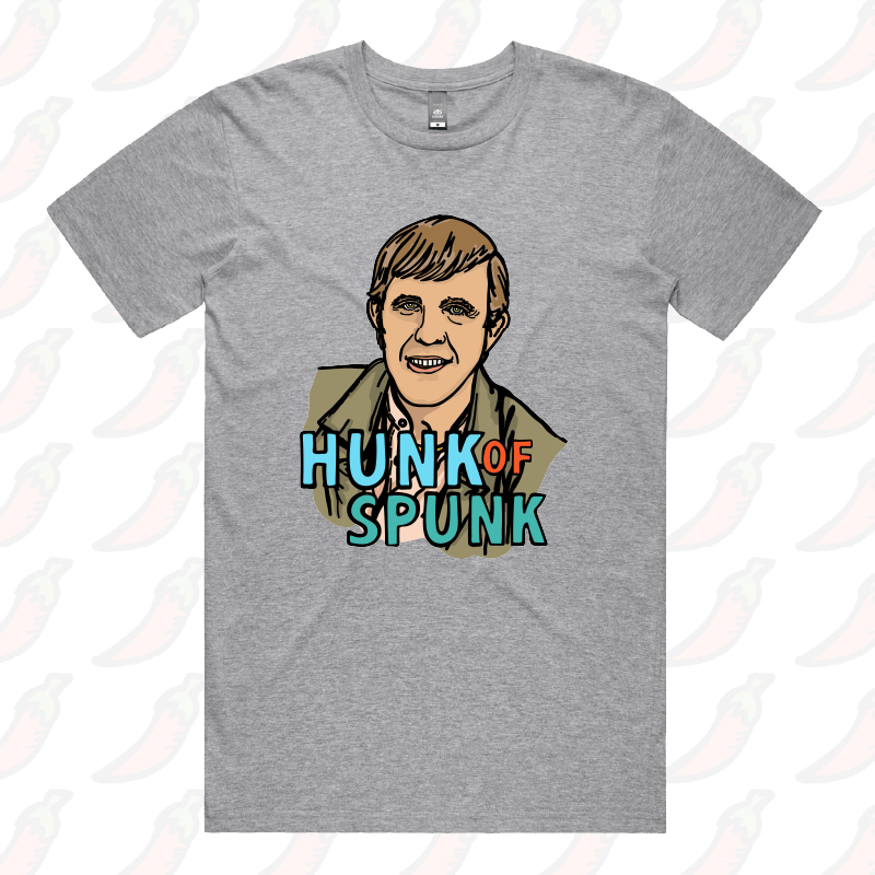 S / Grey / Large Front Design Hunk Of Spunk 👱- Men's T Shirt