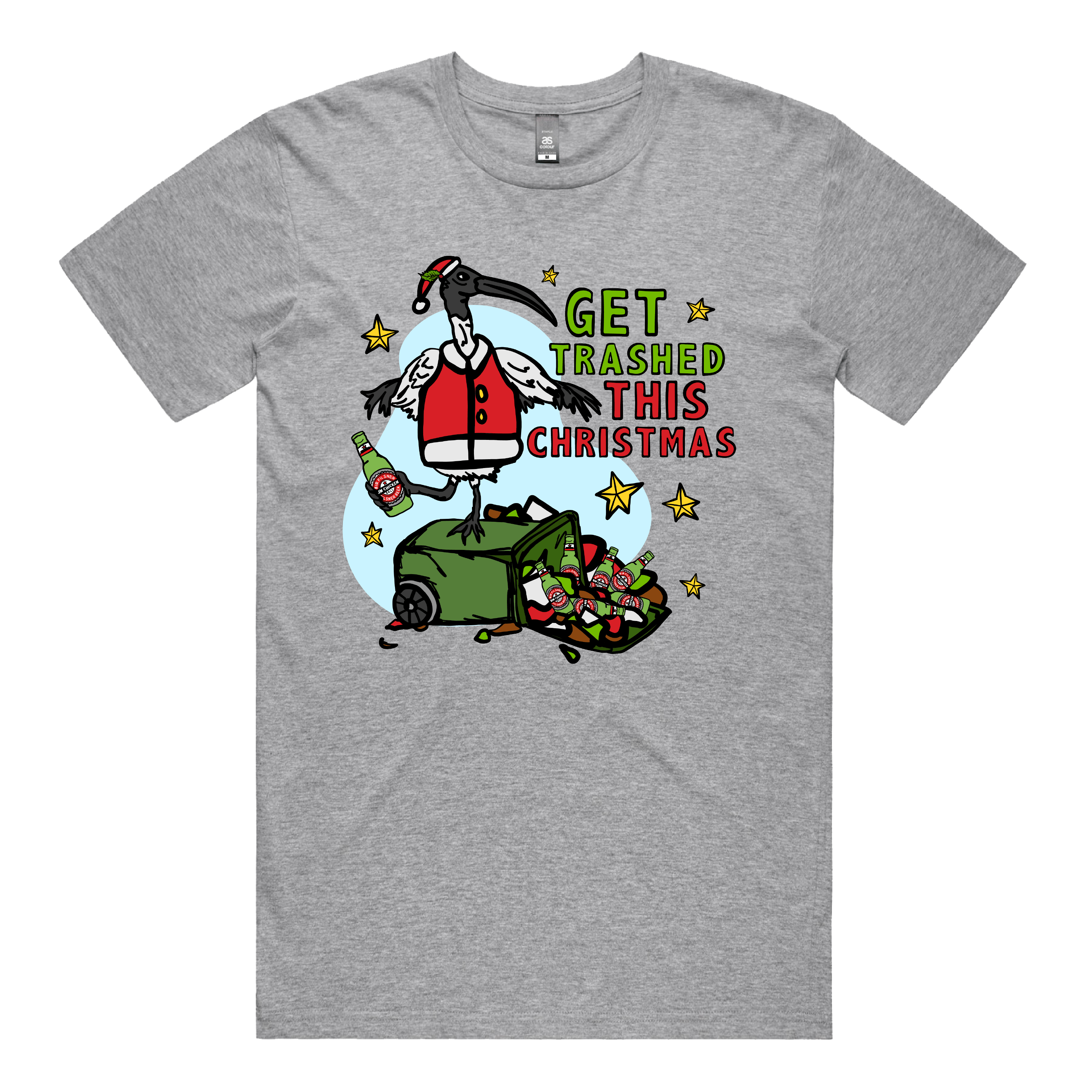 S / Grey / Large Front Design Ibis Christmas 🗑️🎄- Men's T Shirt