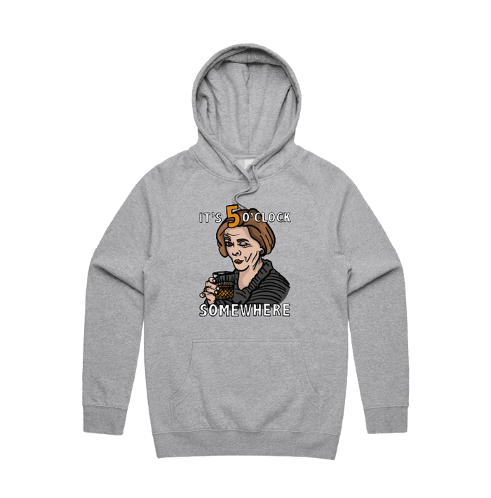 S / Grey / Large Front Design It's 5 o'clock Somewhere ⌚ - Unisex Hoodie
