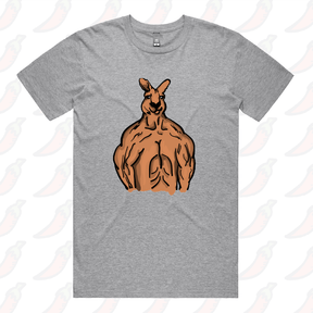S / Grey / Large Front Design Jacked Kangaroo 🦘 - Men's T Shirt