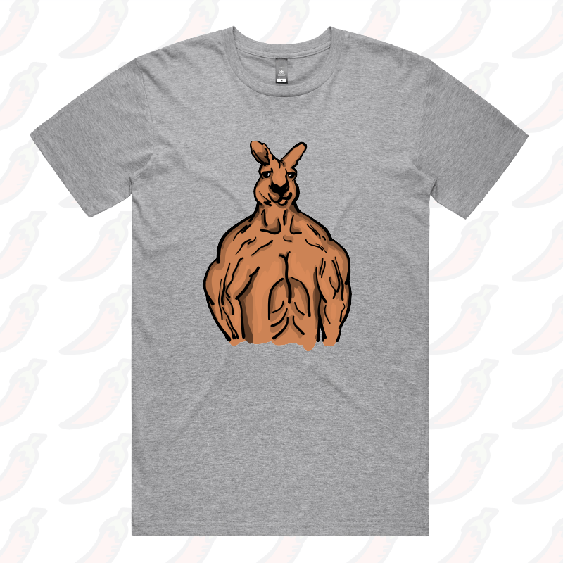 S / Grey / Large Front Design Jacked Kangaroo 🦘 - Men's T Shirt