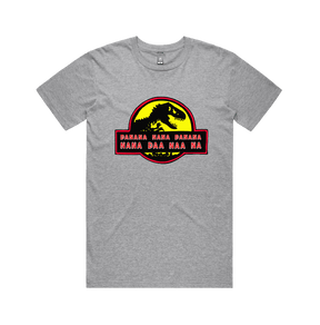 S / Grey / Large Front Design Jurassic Park Theme 🦕 - Men's T Shirt