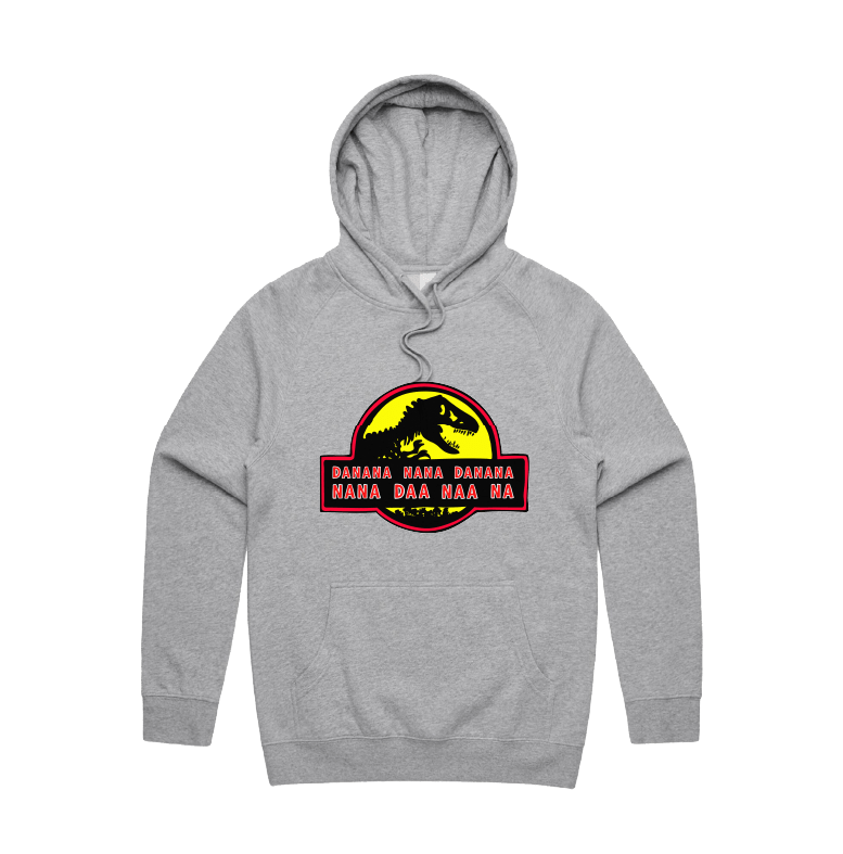 S / Grey / Large Front Design Jurassic Park Theme 🦕 - Unisex Hoodie