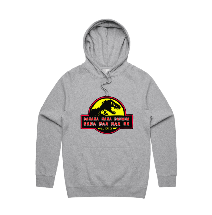S / Grey / Large Front Design Jurassic Park Theme 🦕 - Unisex Hoodie