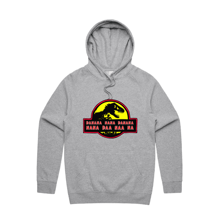 S / Grey / Large Front Design Jurassic Park Theme 🦕 - Unisex Hoodie