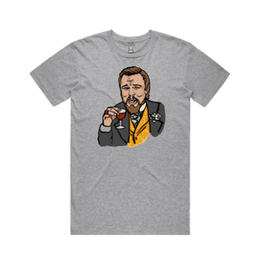 S / Grey / Large Front Design Laughing Leo 🍷 - Men's T Shirt