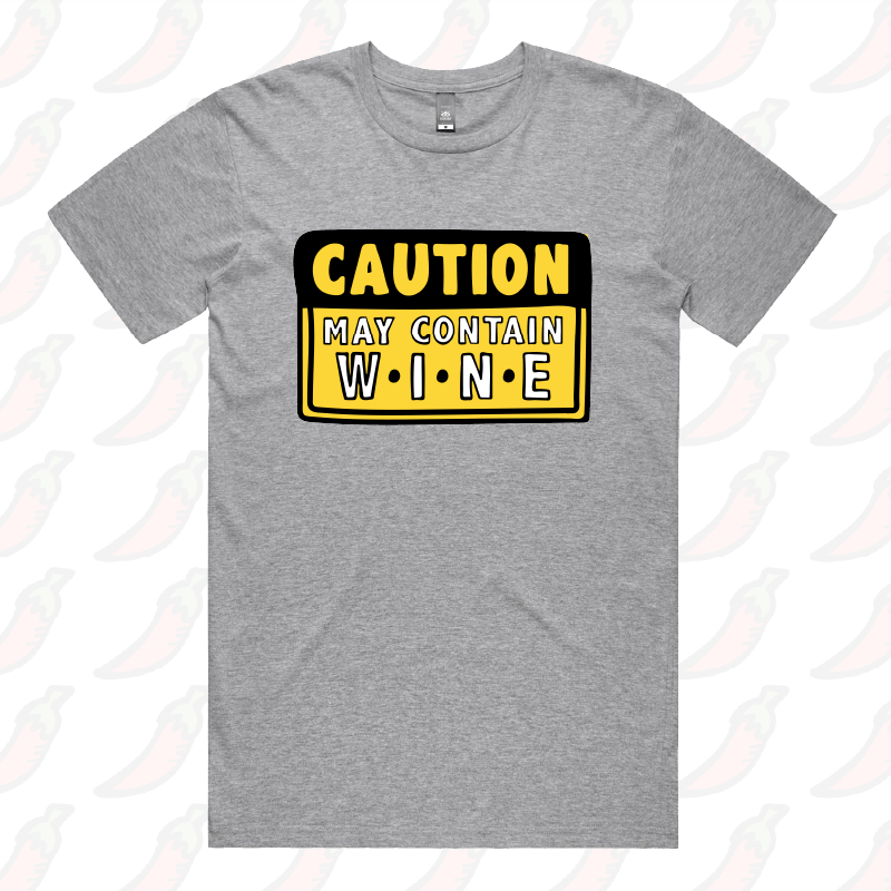 S / Grey / Large Front Design May Contain Wine 🍷 – Men's T Shirt