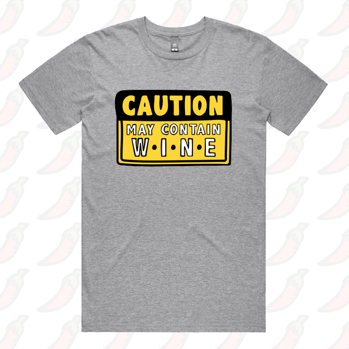 S / Grey / Large Front Design May Contain Wine 🍷 – Men's T Shirt
