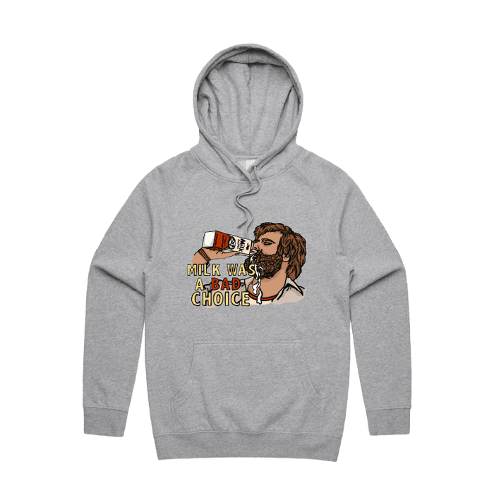 S / Grey / Large Front Design Milk Was A Bad Choice 🥛 - Unisex Hoodie