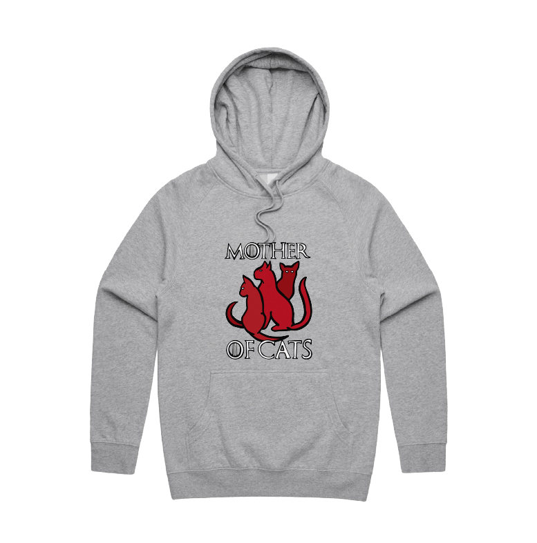 S / Grey / Large Front Design Mother of Cats 🐈 - Unisex Hoodie