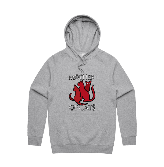 S / Grey / Large Front Design Mother of Cats 🐈 - Unisex Hoodie