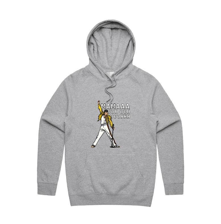 S / Grey / Large Front Design Mummaaaaa 🎙️ - Unisex Hoodie