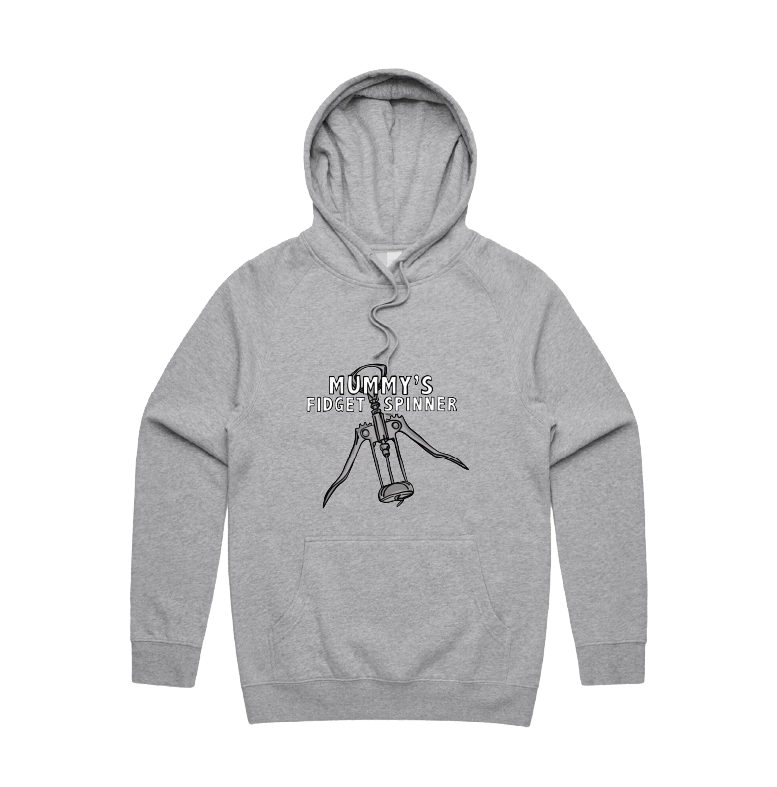 S / Grey / Large Front Design Mummy's Fidget Spinner 🍷 - Unisex Hoodie