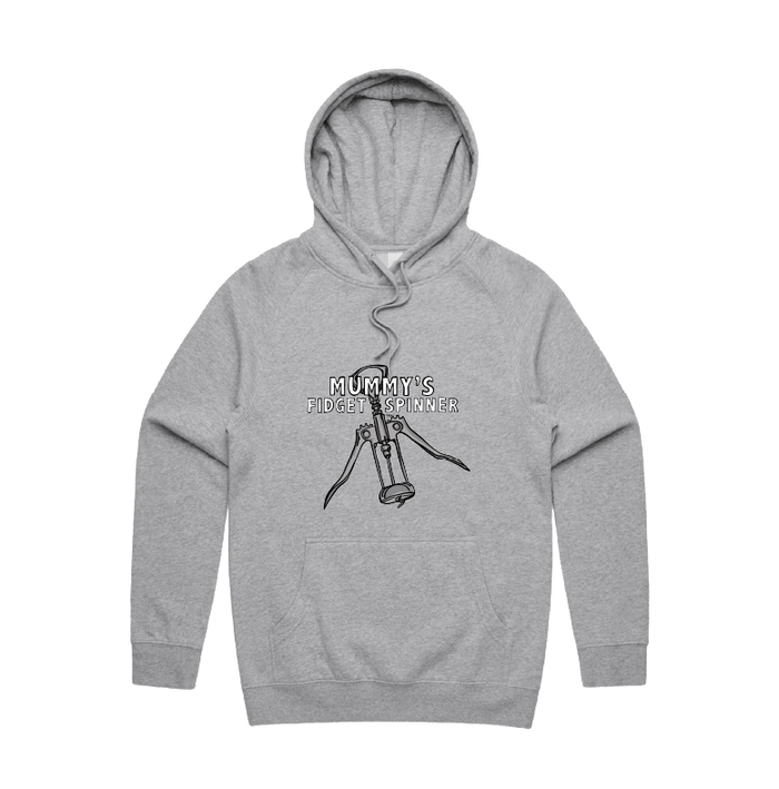 S / Grey / Large Front Design Mummy's Fidget Spinner 🍷 - Unisex Hoodie
