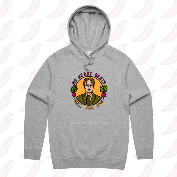 S / Grey / Large Front Design My Heart Beets For You 💓 - Unisex Hoodie
