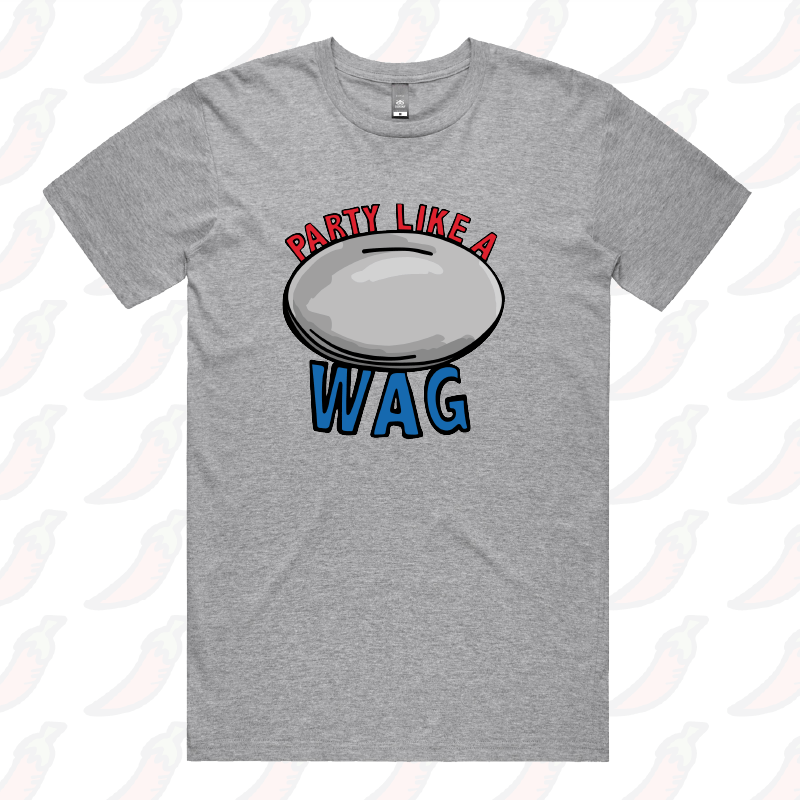 S / Grey / Large Front Design Party Like a WAG 🍽❄ - Men's T Shirt