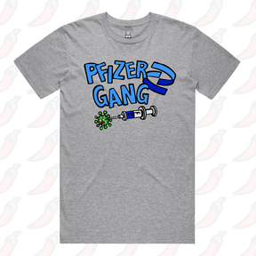 S / Grey / Large Front Design Pfizer Gang 💉 - Men's T Shirt