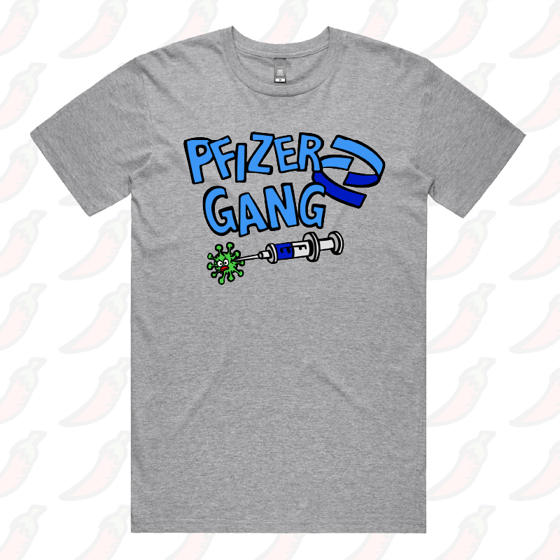 S / Grey / Large Front Design Pfizer Gang 💉 - Men's T Shirt