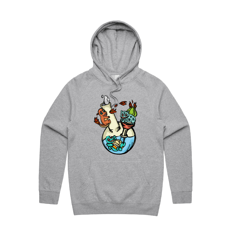 S / Grey / Large Front Design Pokebong 🦎 - Unisex Hoodie