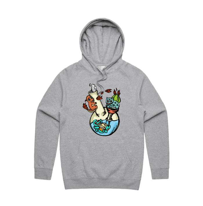 S / Grey / Large Front Design Pokebong 🦎 - Unisex Hoodie