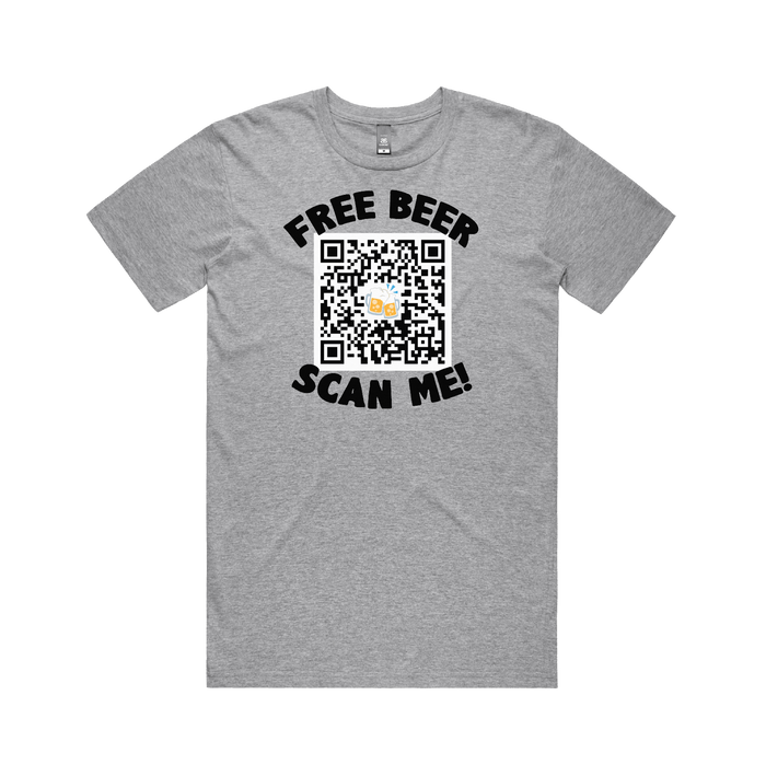 S / Grey / Large Front Design Rick Roll QR Prank 🎵 - Men's T Shirt