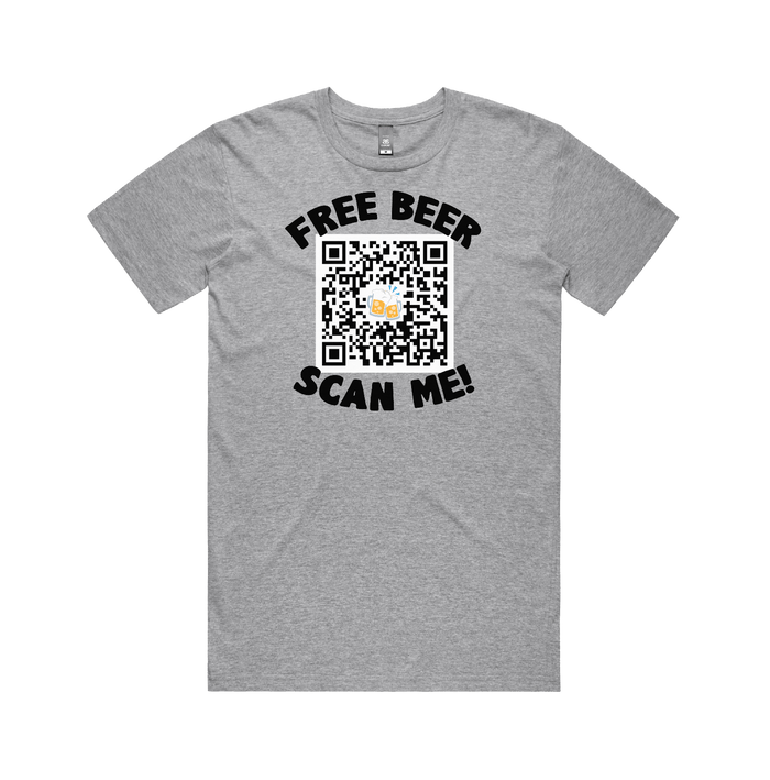 S / Grey / Large Front Design Rick Roll QR Prank 🎵 - Men's T Shirt